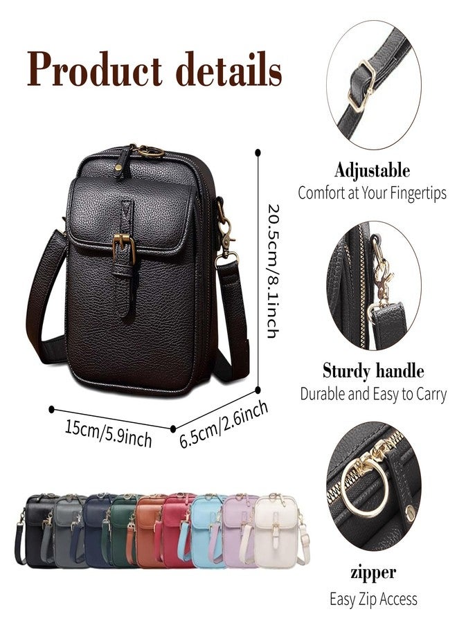 Figfey Leather Crossbody Bags for Women Travel Small Crossbody Purse Anti Theft Waterproof Bum Bag with Built in Wallet - Image 3